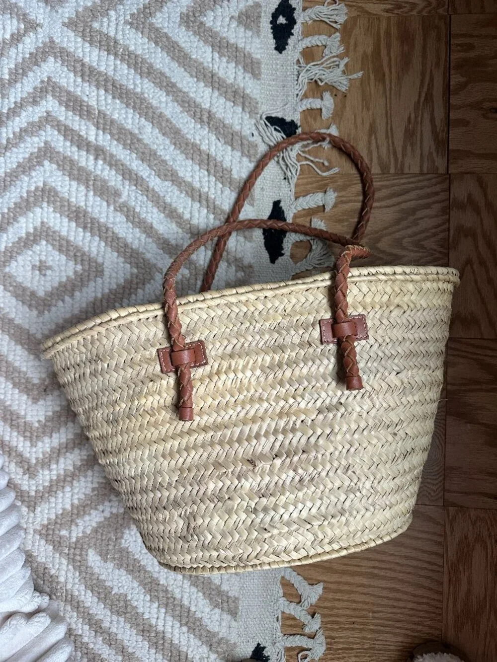 mango basket bag with braided straps